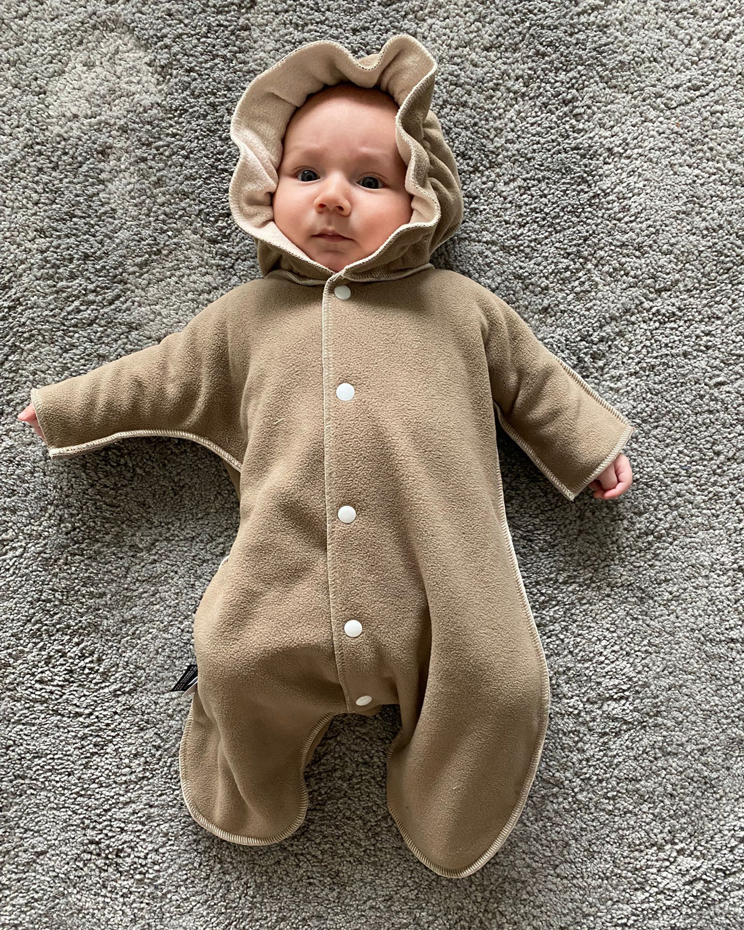 Fleece pramsuit for babies S (sizes 56-62), beige