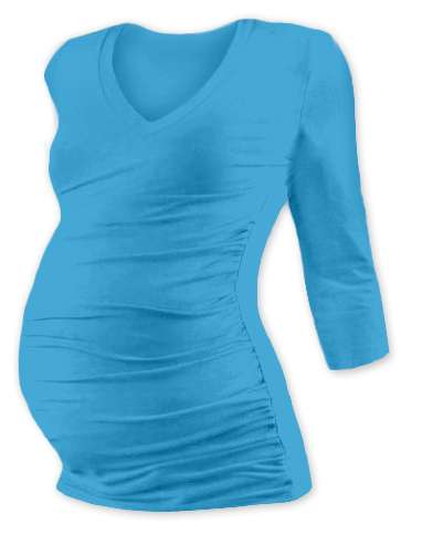 Maternity T-shirt Vanda, 3/4 sleeves, TURQUOISE