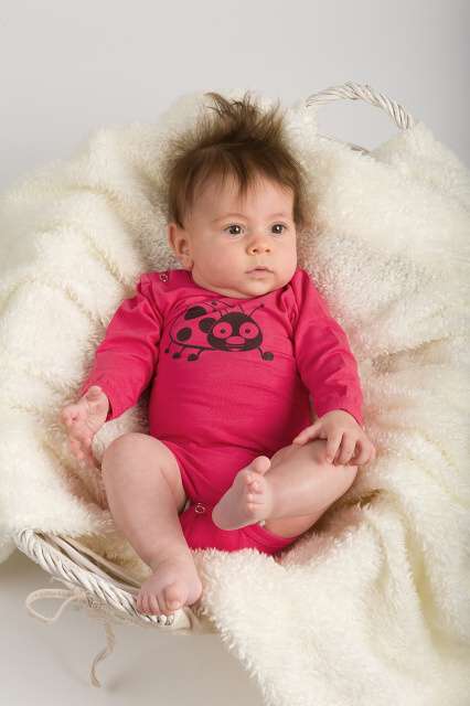 Baby cotton onesies with long sleeves, pink