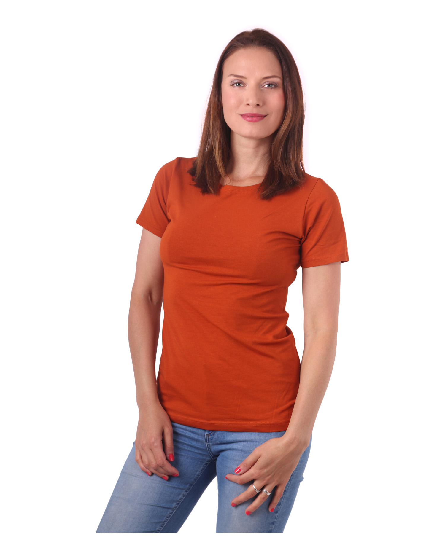 Damen T-Shirt Natalia, Kurzarm, Zimtfarbe