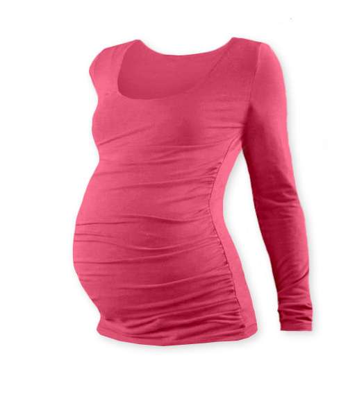 Tehotenské tričko Johanka, dlhý rukáv, lososovo ružové