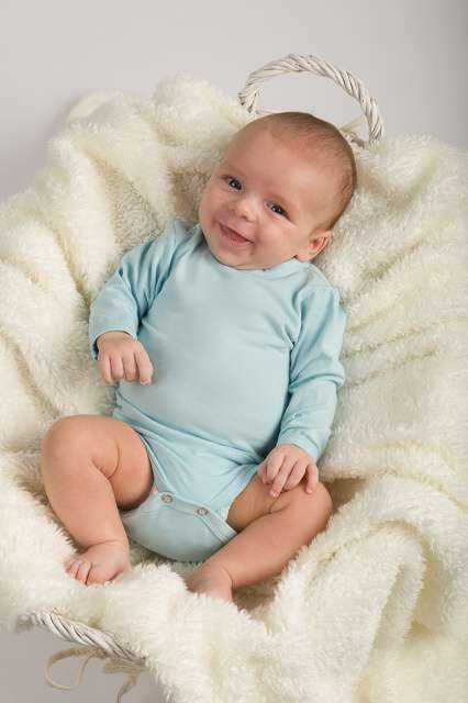 Baby bodysuit onesie, light blue