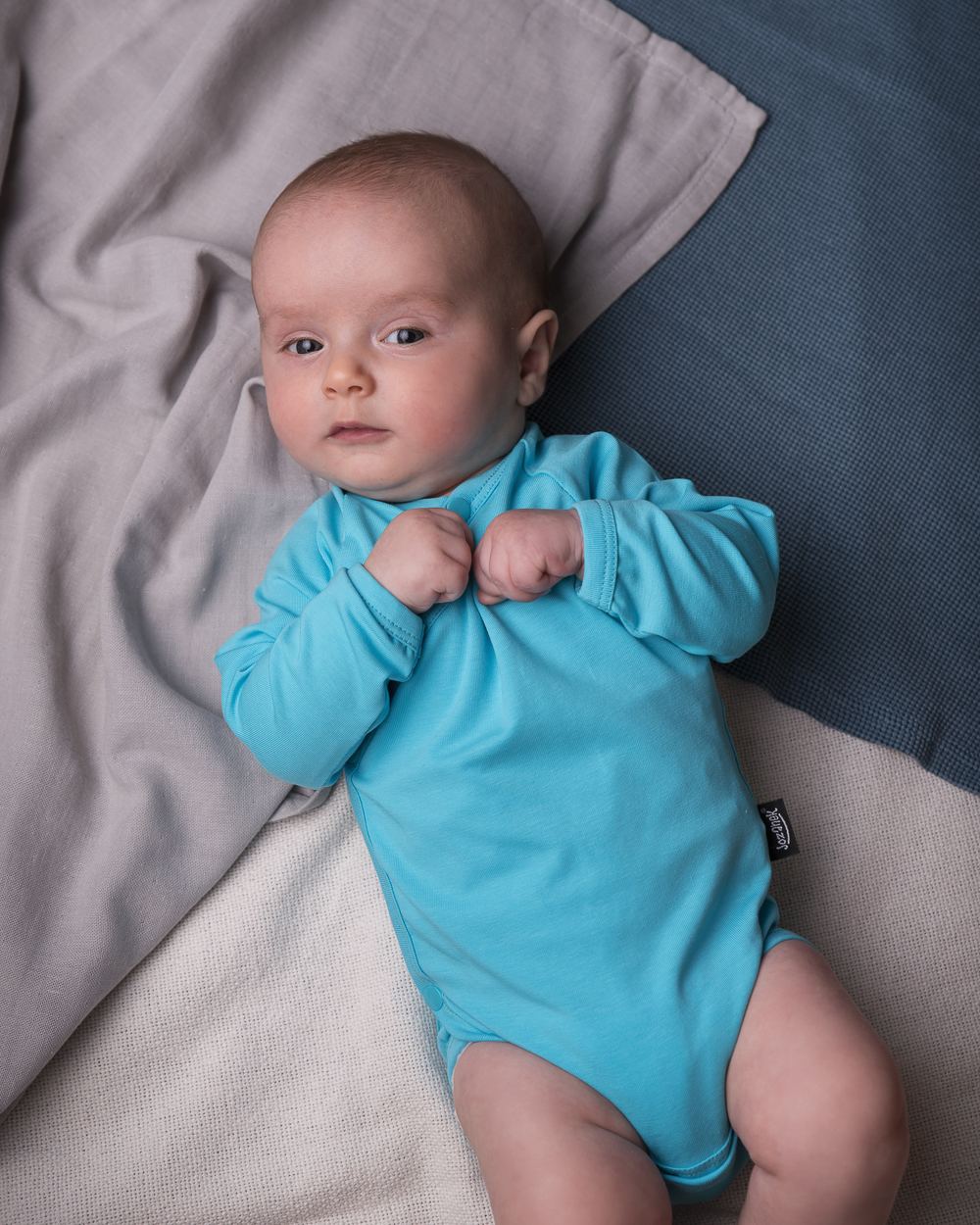 Baby wrap bodysuit onesie, turquoise