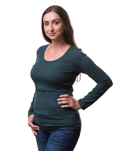 Breast-feeding T-shirt Katerina, long sleeves, dark green