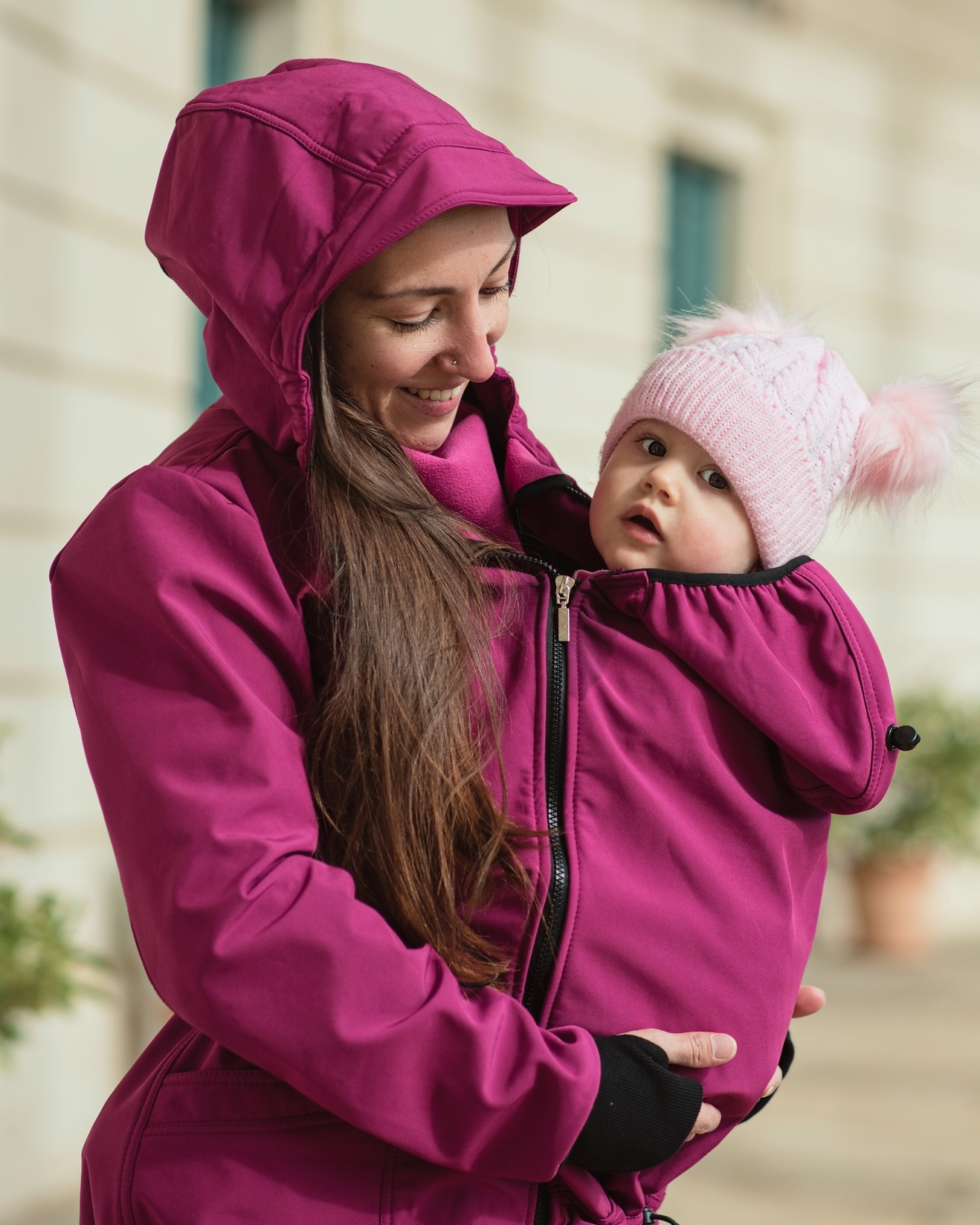 Maternity and babywearing softshell jacket Andrea, fuchsia M