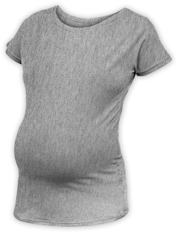 Tehotenské tričko s netopierími rukávmi Nikola, krátky rukáv, sivý melír