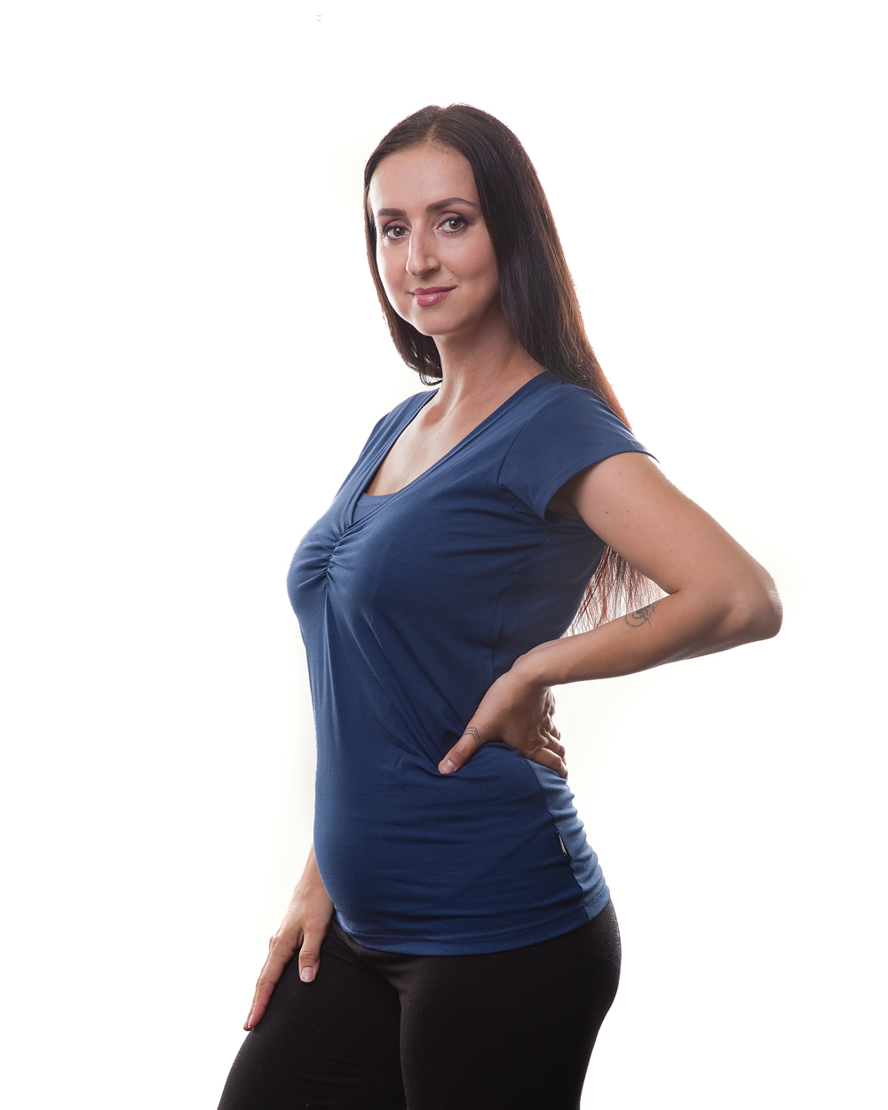 Breast-feeding T-shirt Klaudie, short sleeves, JEANS BLUE