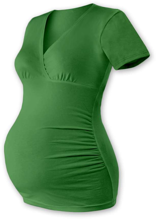 Těhotenská tunika Barbora, krátký rukáv, tmavě zelená