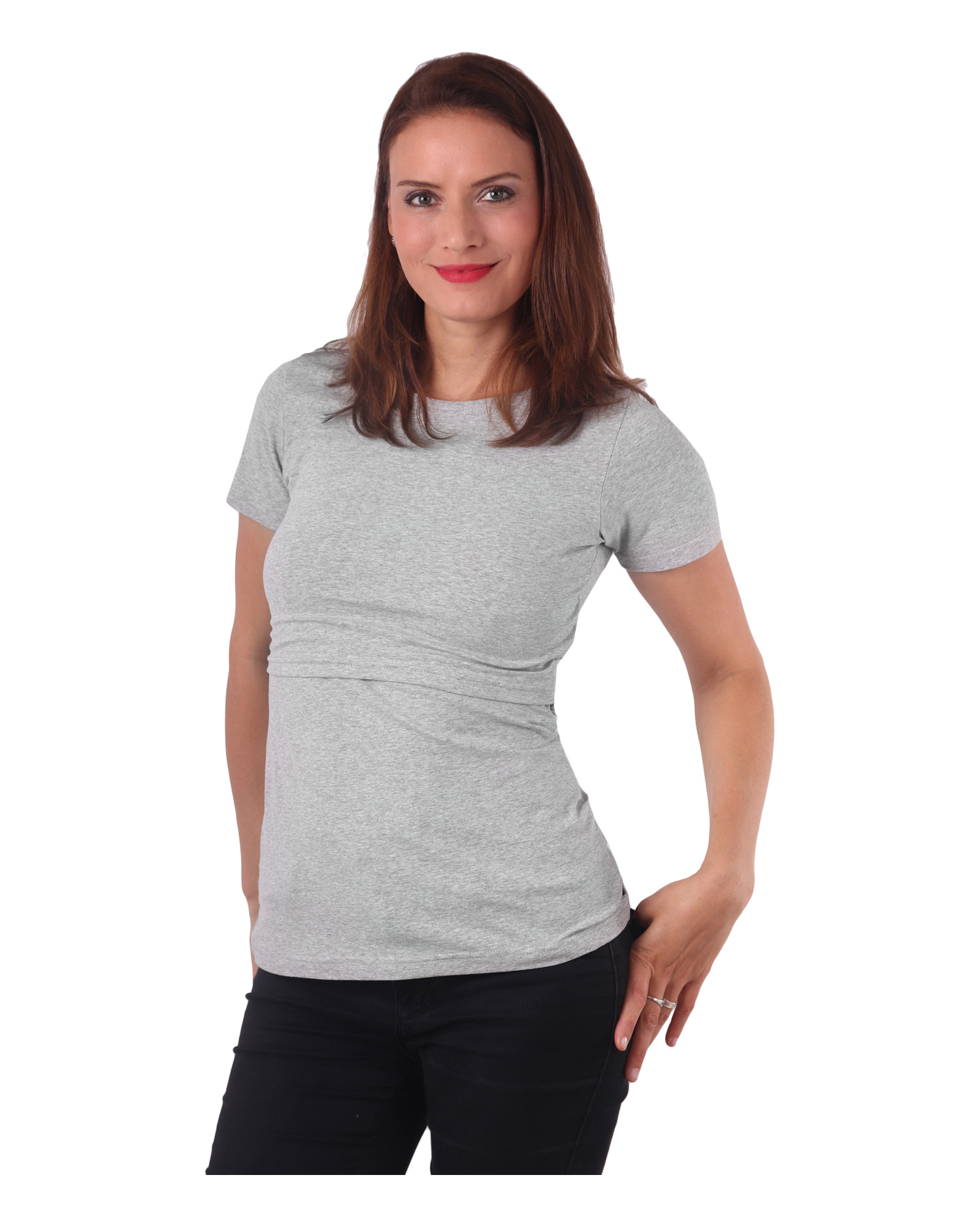 Kojicí tričko Lena, krátký rukáv, šedý melír