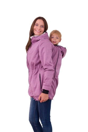 Babywearing softshell jacket Alice (front/back use), PINK MELANGE