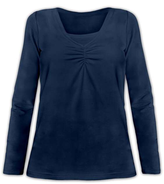 Kojící tričko Klaudie, vsadka v barvě, dlouhý rukáv, tm. modrá ( "jeans" )