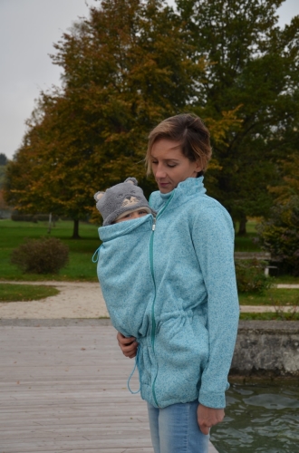 Babywearing sweater Radka (front/back babywearing), turquoise melange