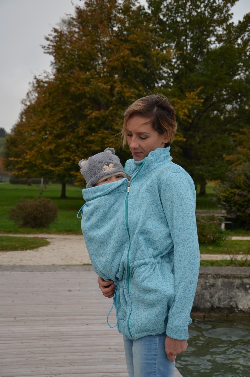 Babywearing sweater Renata (front babywearing only), turquoise melange