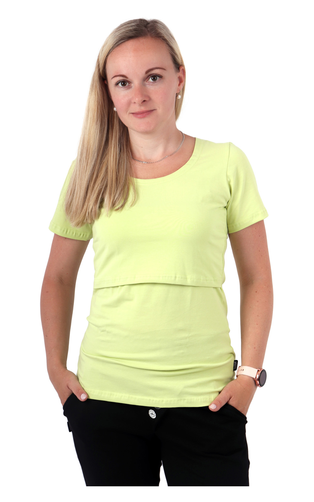 Breast-feeding T-shirt 04 Katerina, short sleeves, LIGHT GREEN
