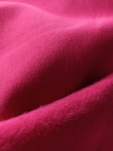 Počesaná bavlněná teplákovina s elastanem, 280gr/m2, růžová