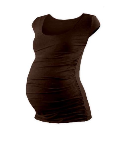 T-shirt for pregnant women Johanka, mini sleeves, CHOCOLATE BROWN