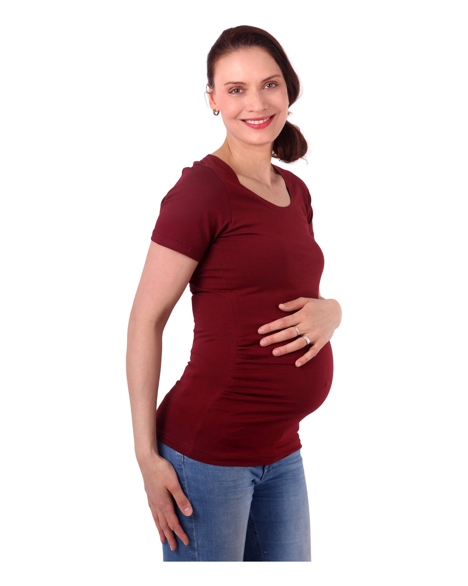 Maternity T-shirt Johanka, short sleeves, wine red