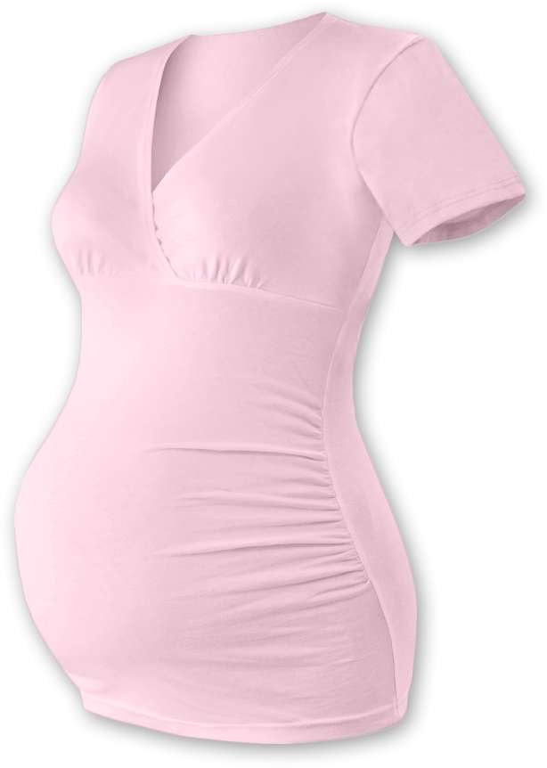 Těhotenská tunika Barbora, krátký rukáv, světle růžová