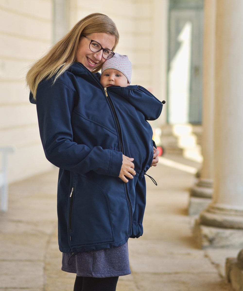 Maternity and babywearing softshell jacket Pavla 2( front babywearing only ), d. blue