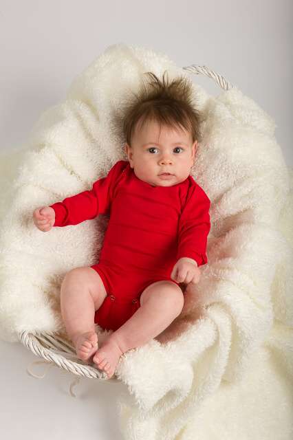 Baby cotton onesies with long sleeves, red 62