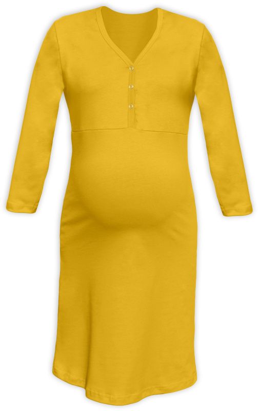 Maternity and breastfeeding nightdress with snap-button neckline Cecilie, YELLOW-ORANGE