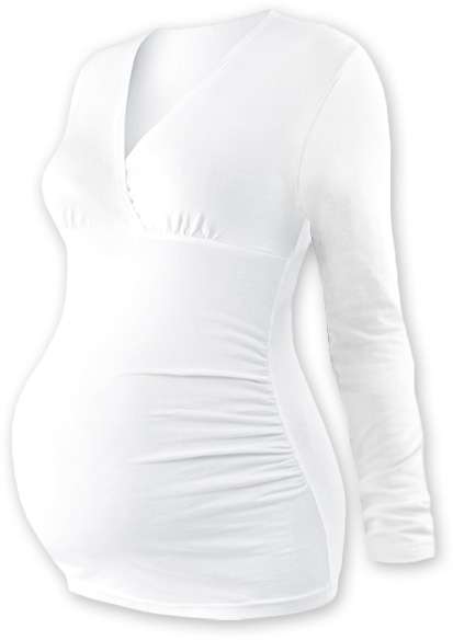 Tehotenská tunika Barbora, dlhý rukáv, biela
