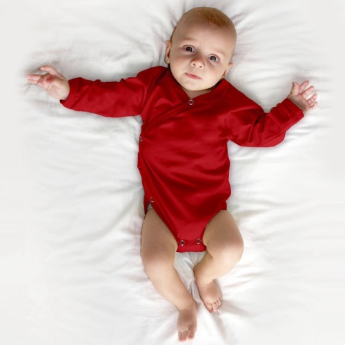 Baby wrap bodysuit onesie, red