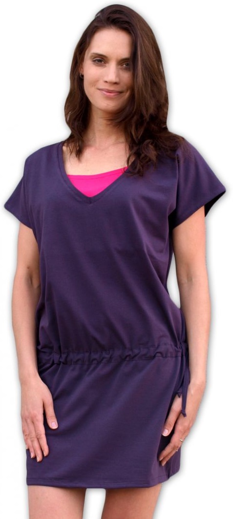 Loose-fitting breast-feeding and matrenity dress Valerie, plum violet