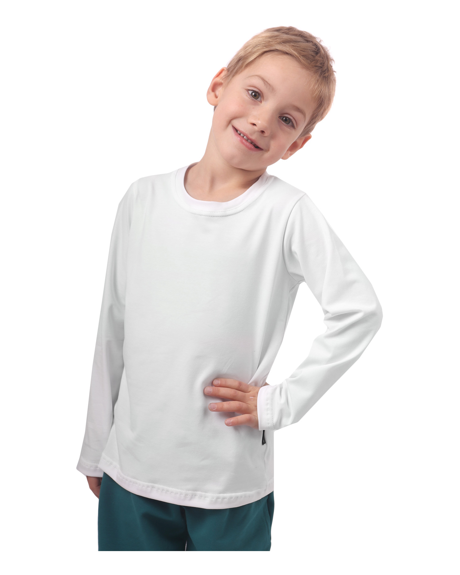 Detské tričko, dlhý rukáv, biele