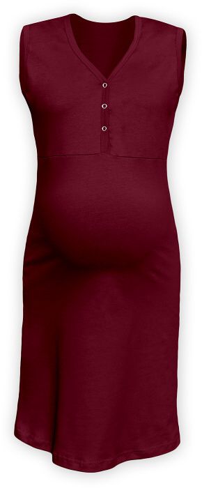 Maternity and breastfeeding nightdress with snap-button neckline Cecilie, BORDEAUX