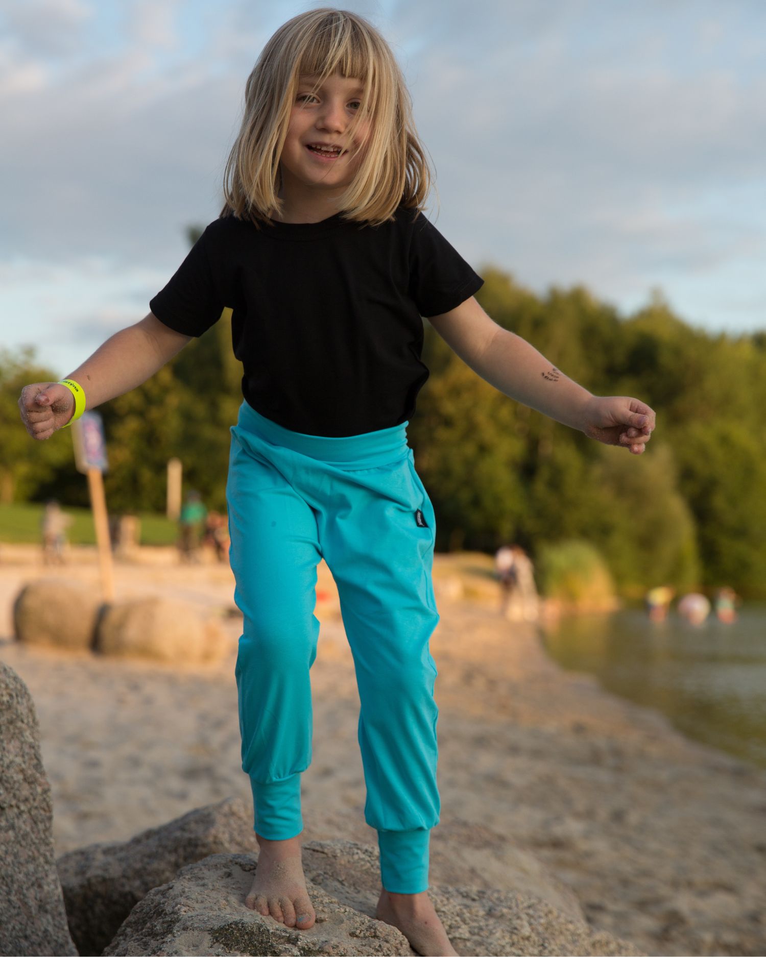 Baggy pants for kids, turquoise