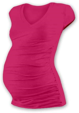 Tehotenské tričko Vanda, mini rukáv, sýto ružovej