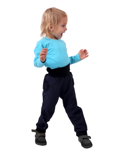 Kinder Softshell Hose mit verstelbarem elastichem Bund  (Kollektion 2020= kleinerer Schnitt), Dunkelblau