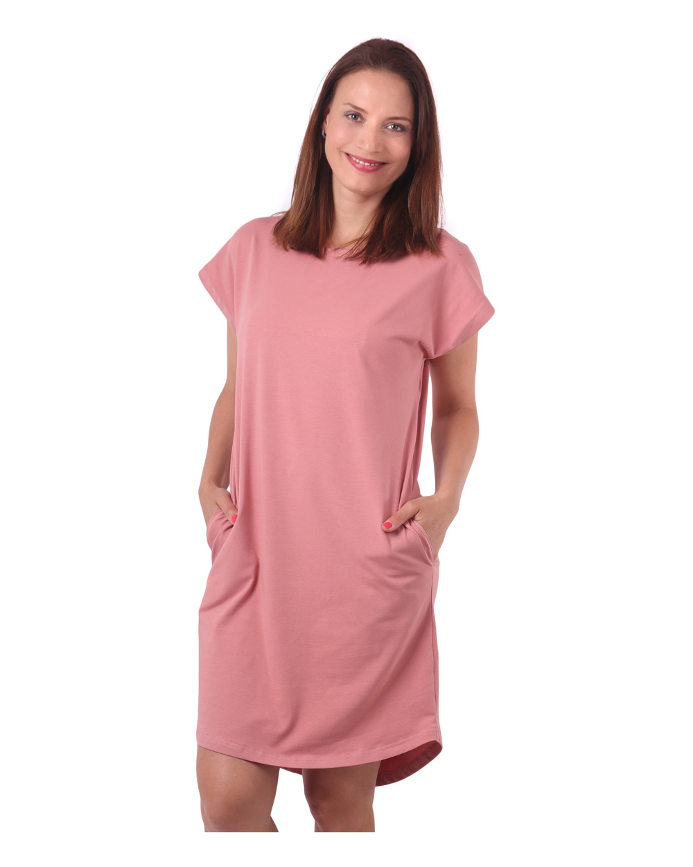 Women's dress with pockets Zoe, oversized loose fit, old rose