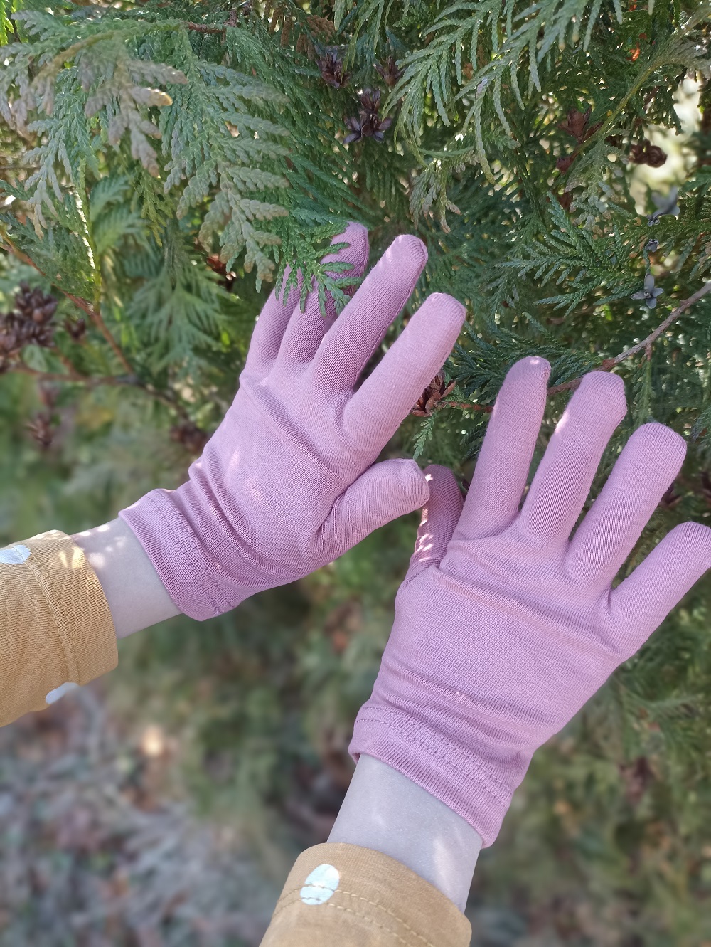 Dětské bavlněné rukavice, starorůžové