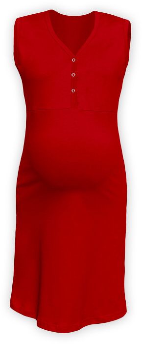 Maternity and breastfeeding nightdress with snap-button neckline Cecilie, RED