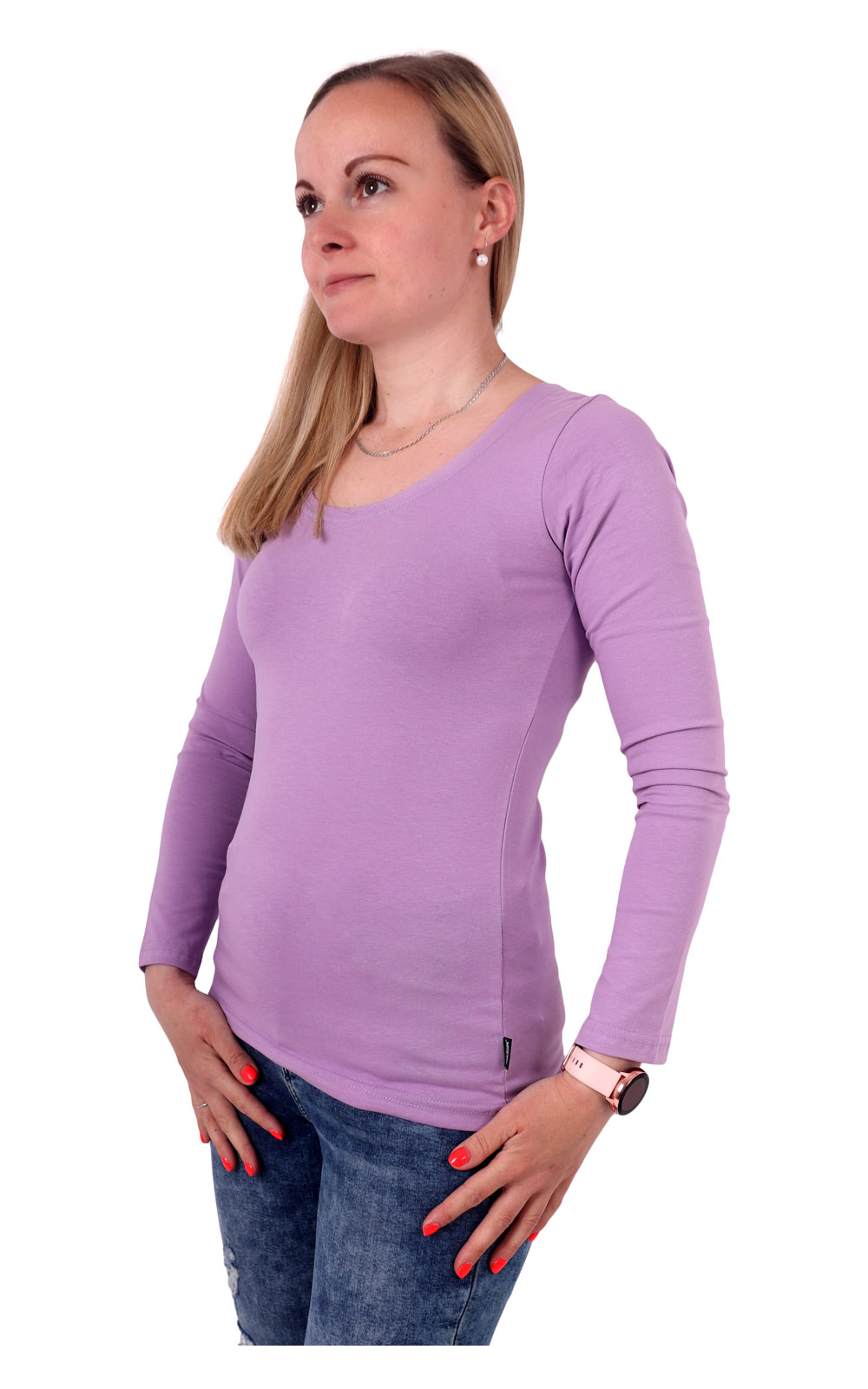 T-Shirt für Damen Brigita, lange Ärmel, lavendel