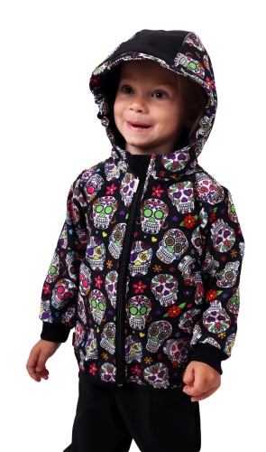 Detská softshellová bunda, farebné lebky, Kolekcia 2020