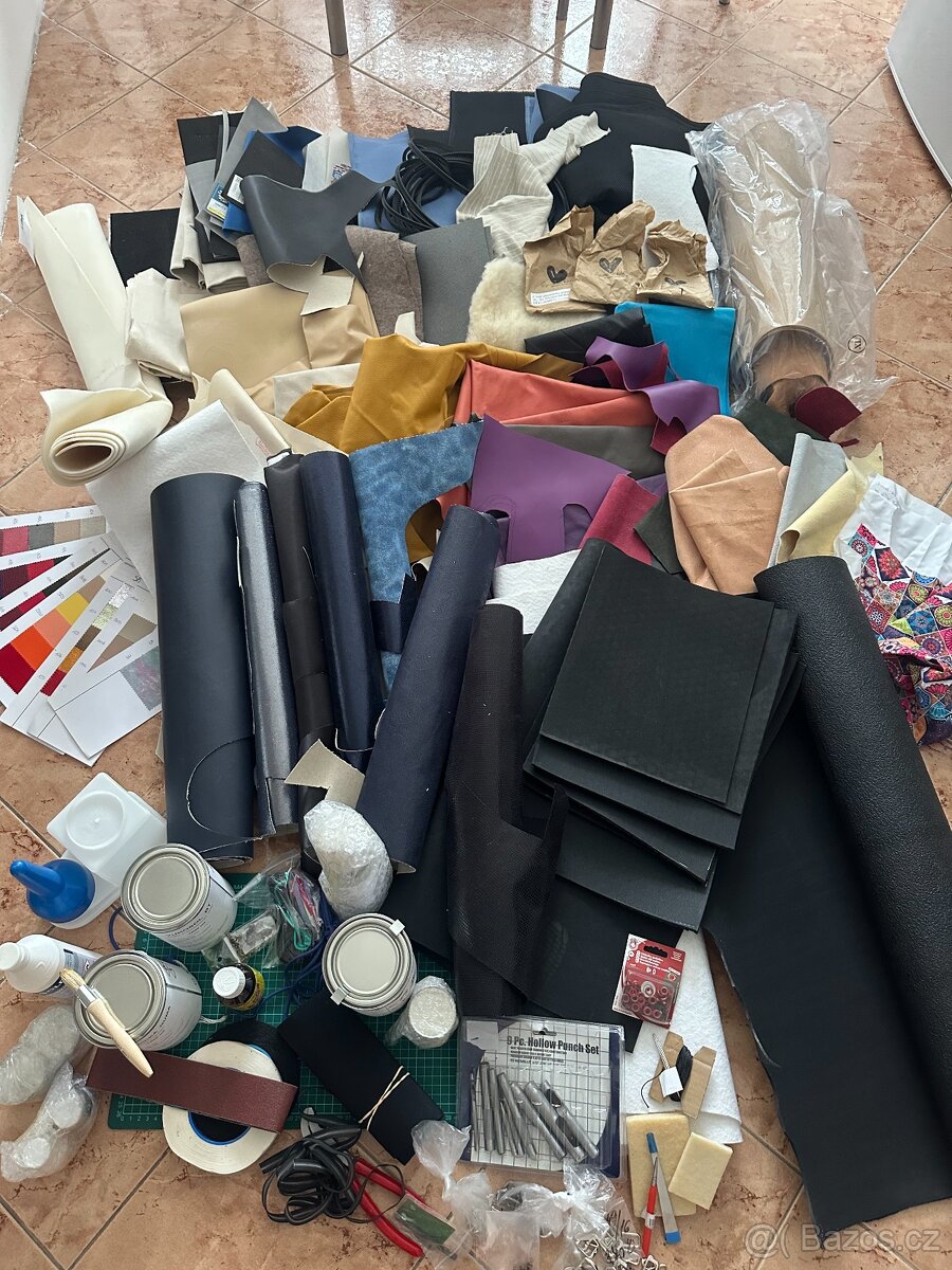 A large set of shoemaking materials for hand-made shoes