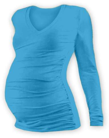 Maternity T-shirt Vanda, long sleeves, TURQUOISE