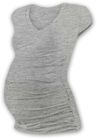 Těhotenské tričko Vanda, mini rukáv, šedý melír