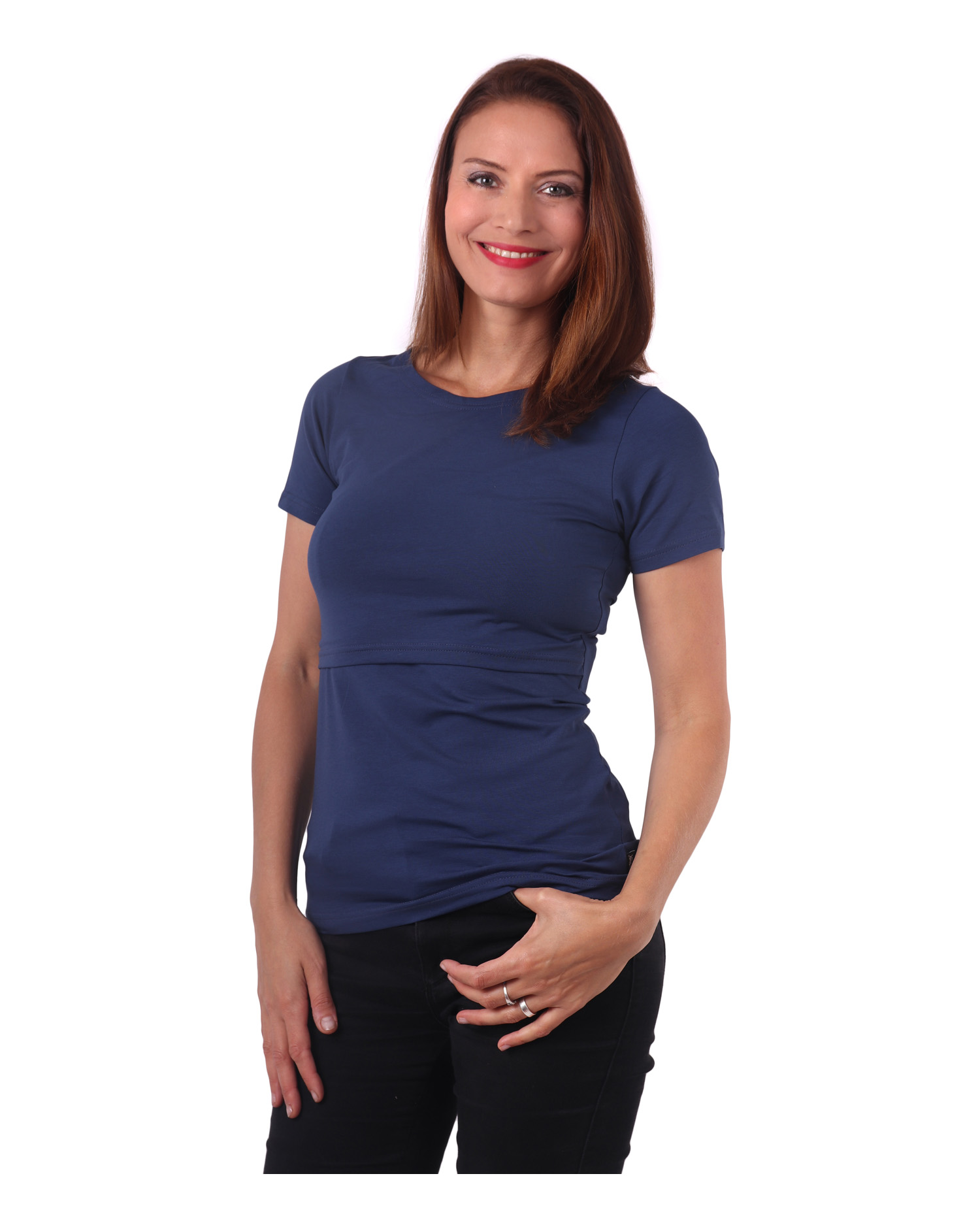 Breast-feeding T-shirt Lena, short sleeves, jeans blue
