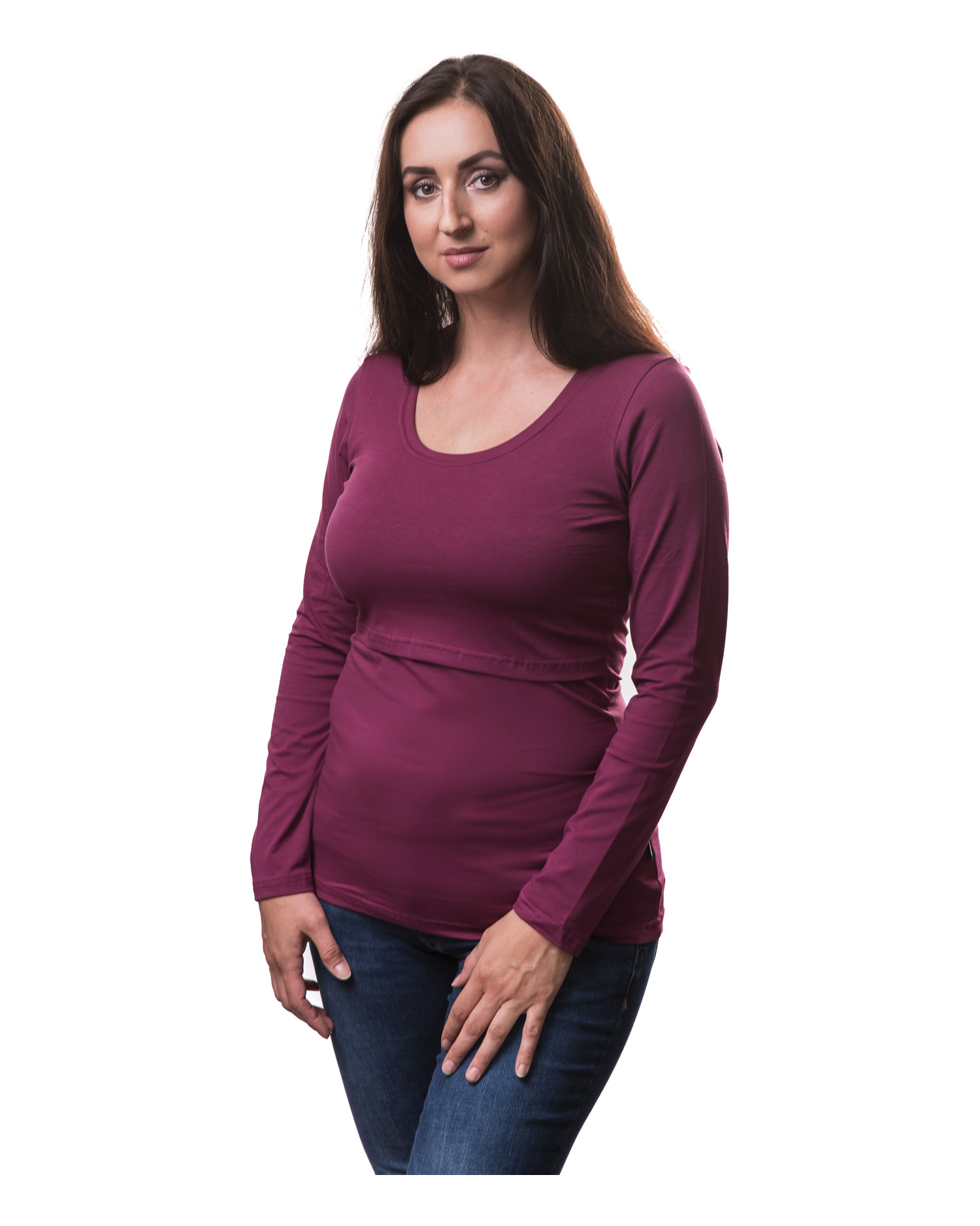 Breast-feeding T-shirt Katerina, long sleeves, cyclamen