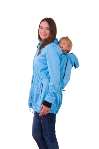 Babywearing softshell jacket Alice (front/back use), LIGHT BLUE MELANGE