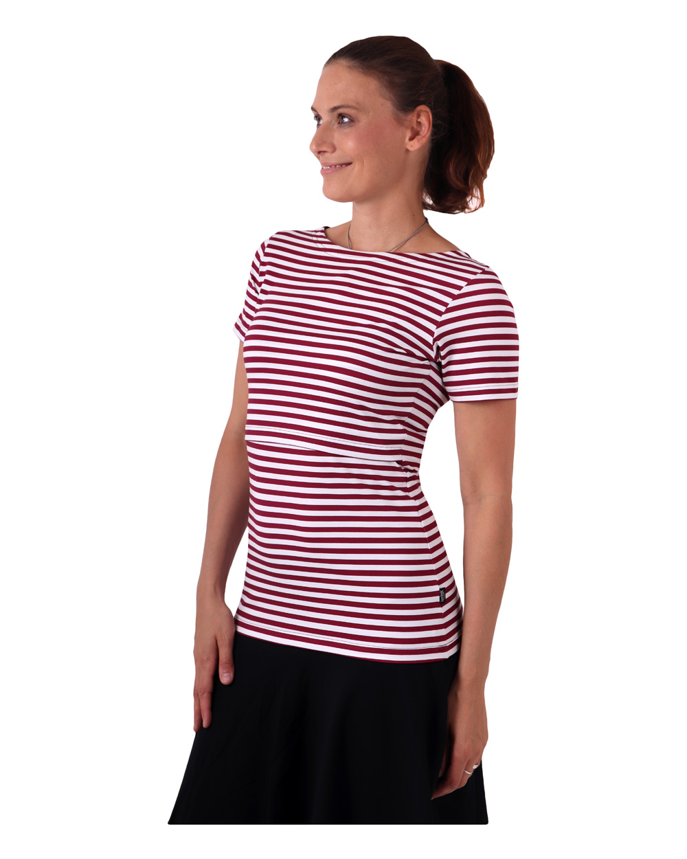 Breast-feeding T-shirt Katerina, short sleeves, red-white striped
