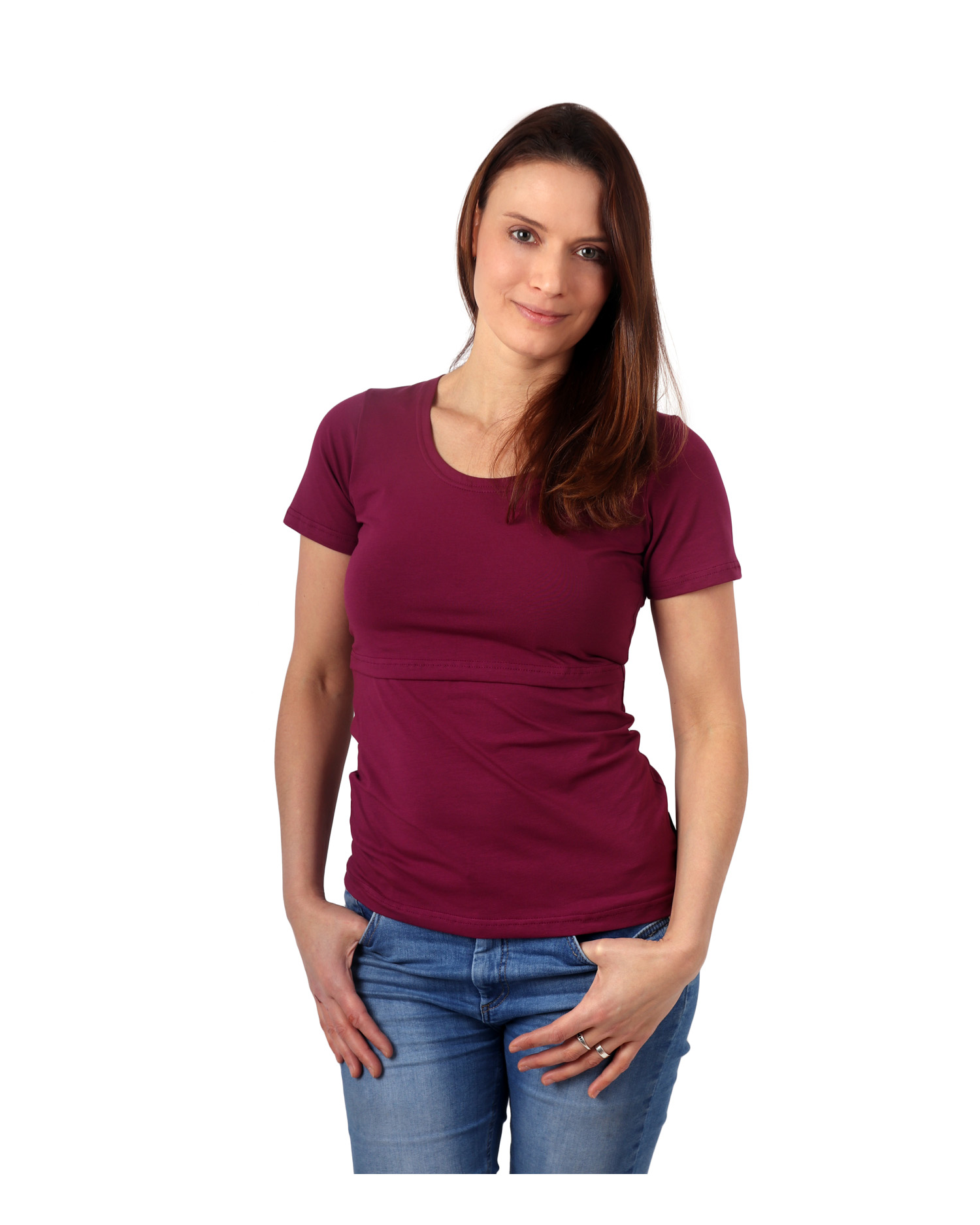 Breast-feeding T-shirt Katerina, short sleeves, cyclamen L/XL