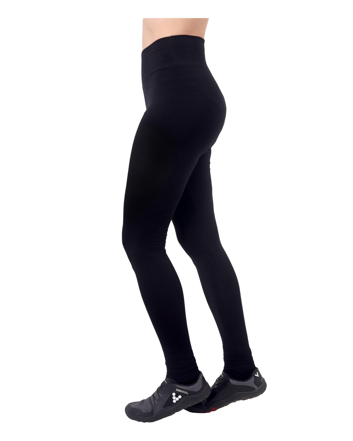 Damen-Leggings aus Baumwolle, hohe Taille, OHNE GUMMI, schwarz
