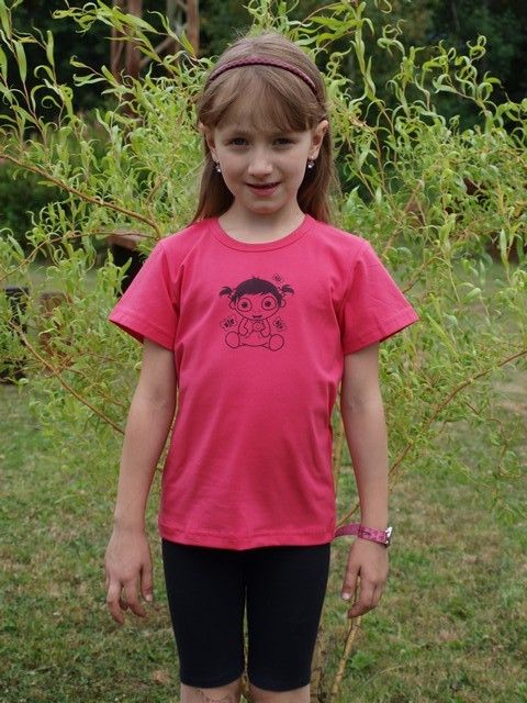 Tričko pro miminko, krátký rukáv, lososově růžové MIMI-HOLČIČKA