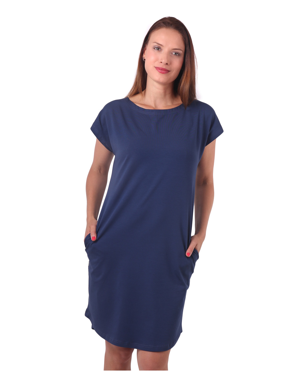 Women's dress with pockets Zoe, oversized loose fit, jeans blue