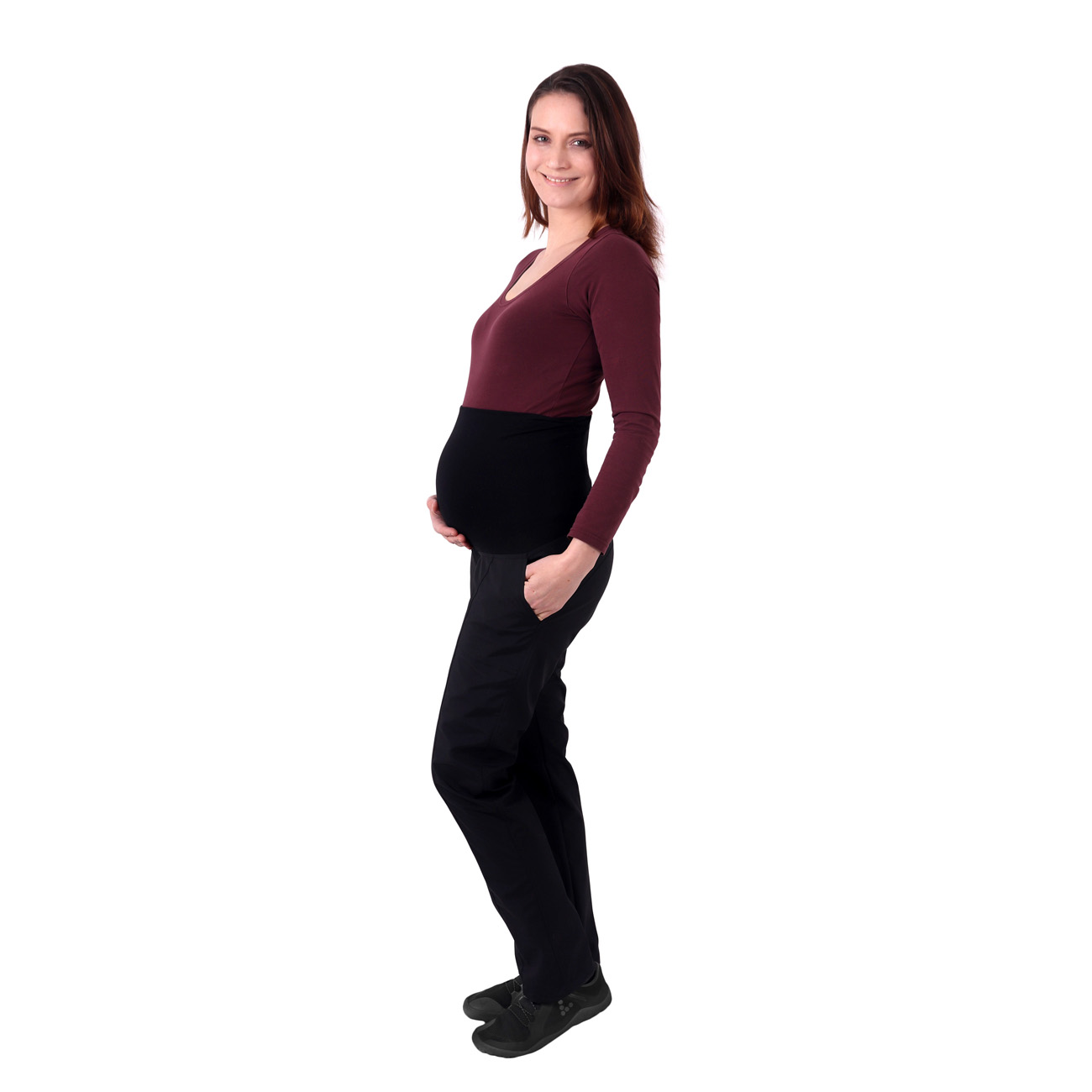Jarní/letní těhotenské softshellové kalhoty Liva, 38 prodloužené, černé 2. jakost č. 819